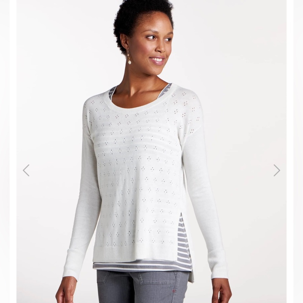 Toad & Co Cambria Pointelle Crew top Merino/Tencel/organic cotton size xs